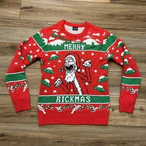 Rick and Morty Tacky Christmas Sweater Adult MEDIUM Red Green Rickmas Ugly Knit